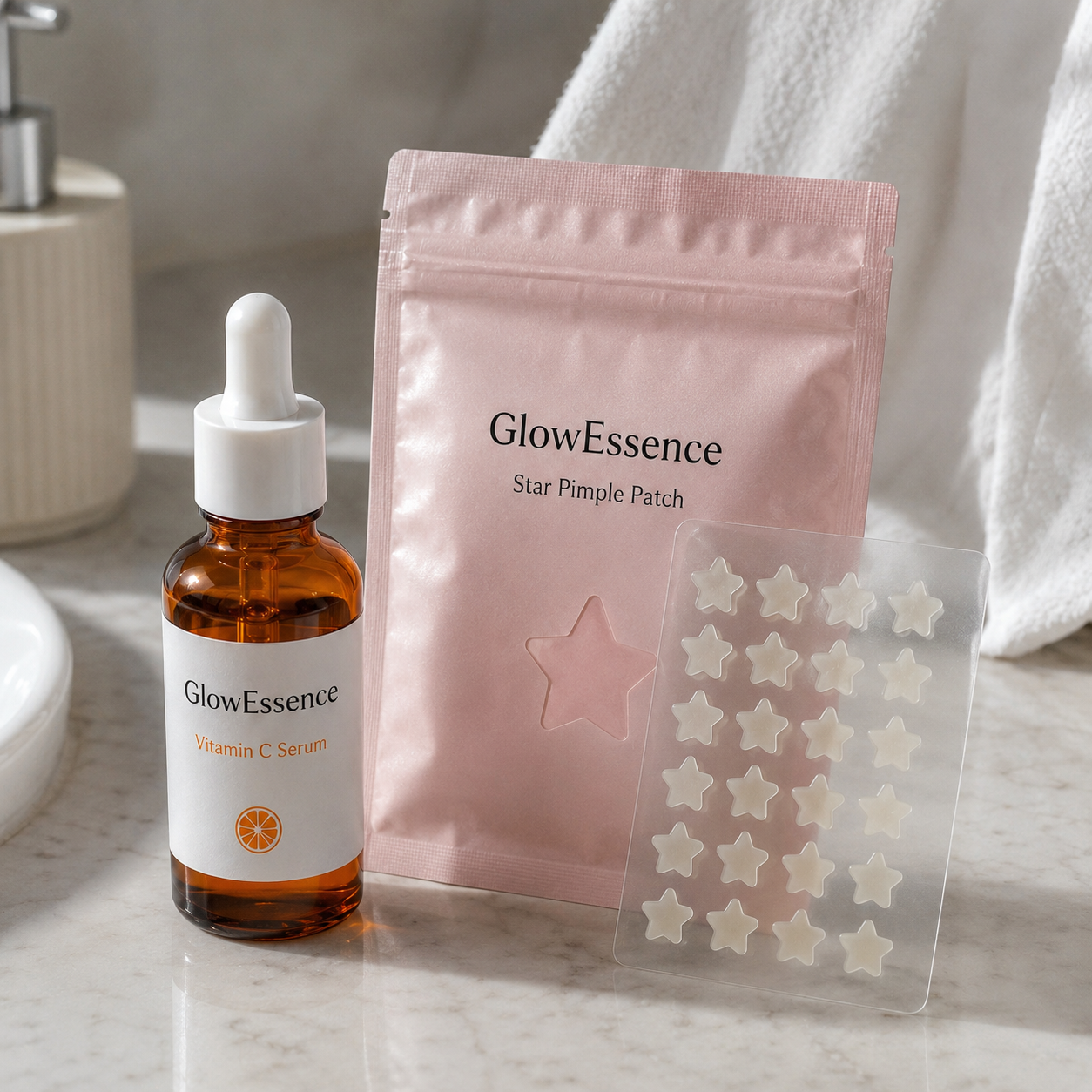 Duo GlowEssence – Sérum Vitamine C + 40 Patchs Étoile